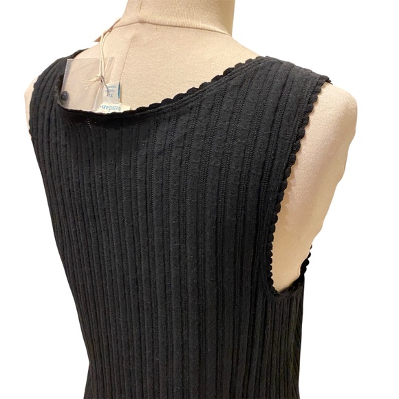 NWT Sundance Essential Rib-Knit Tank Top Tunic Length Scallop Edges Black XL - Picture 5 of 9